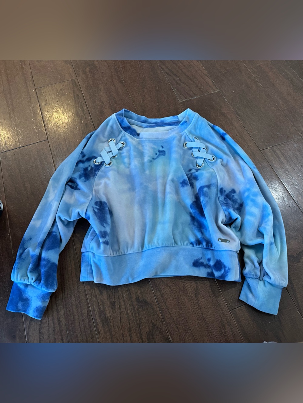 Justice Blue Tie-Dye Lace-Up Sweatshirt